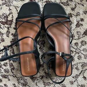 Reformation Zolanda Black Strappy Platform Sandals 7